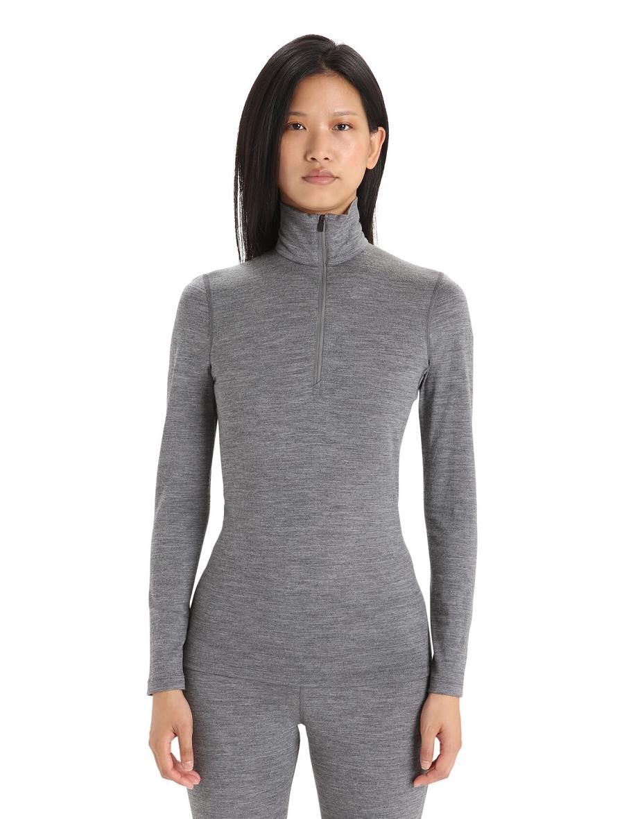 Icebreaker Merino 200 Oasis Long Sleeve Half Zip Thermal Top Női Base Layers Szürke | HU 1903WNBY